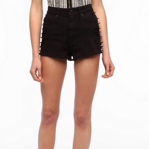 Black denim high rise shorts with spikes size 27